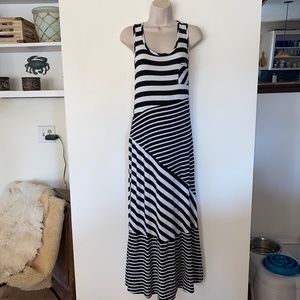 MONTEAU black/white knit long dress/L